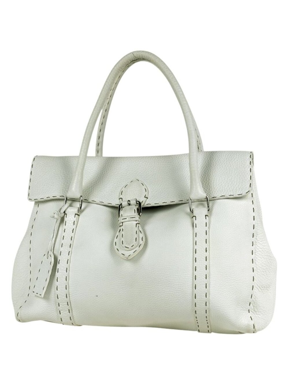 Fendi Tote Bag Selleria Linda Leather White